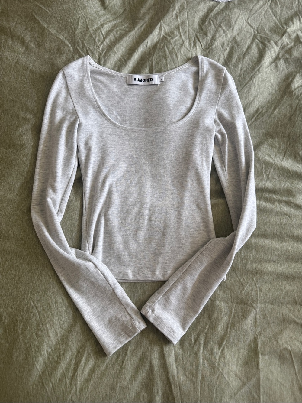 Rumored Heather Light Gray Scoop Neck Top